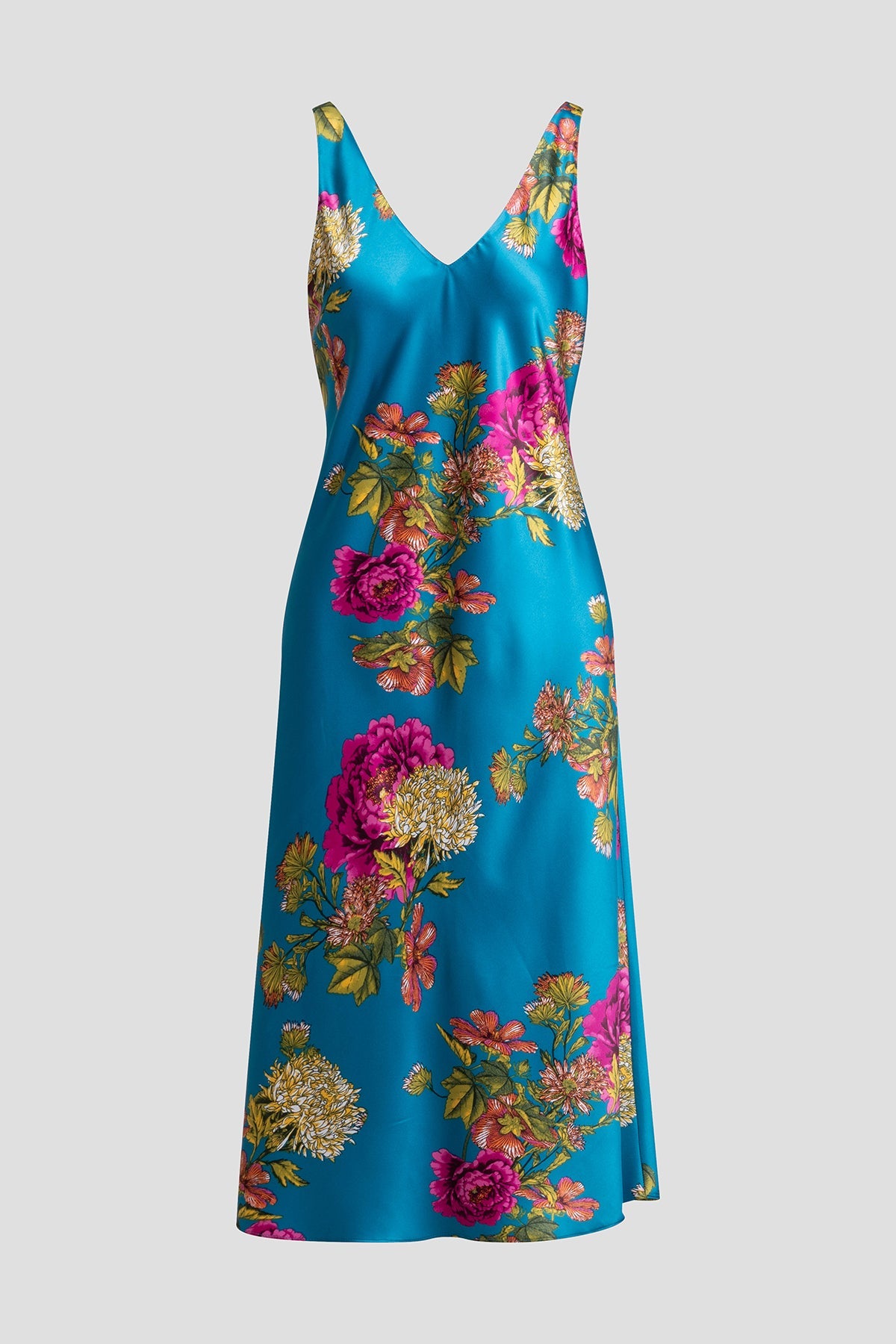 Natori Crysanthe Printed Satin Slip Dress