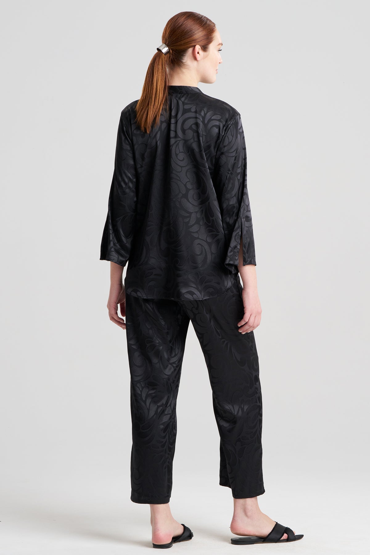 Natori Scroll Satin Jacquard Long Sleeve PJ