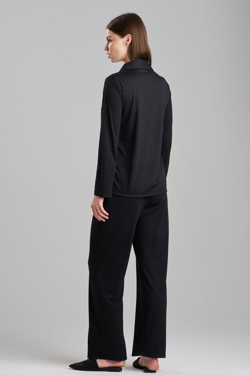 Natori Buy Shangri-La Embroidered Notch PJ in Black Online