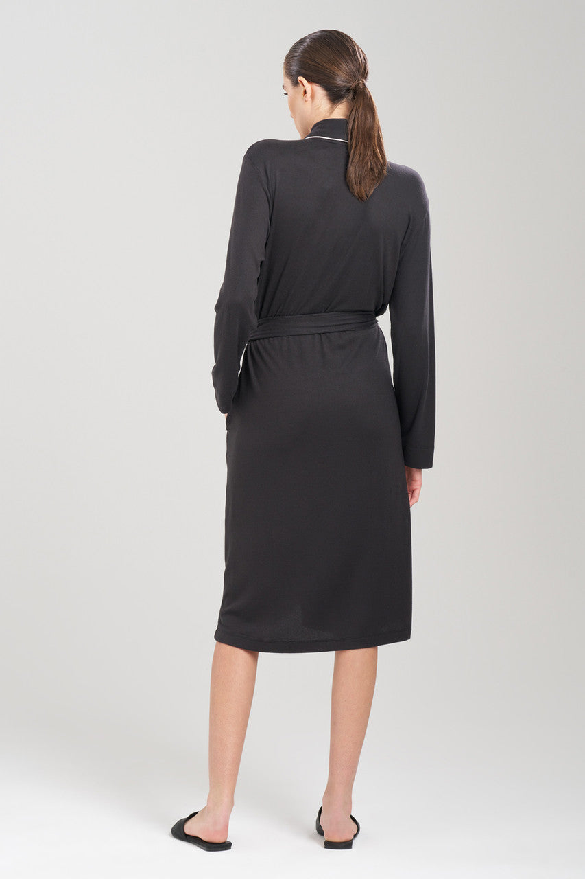Natori Buy Oasis Piped Collar Robe in Black Online