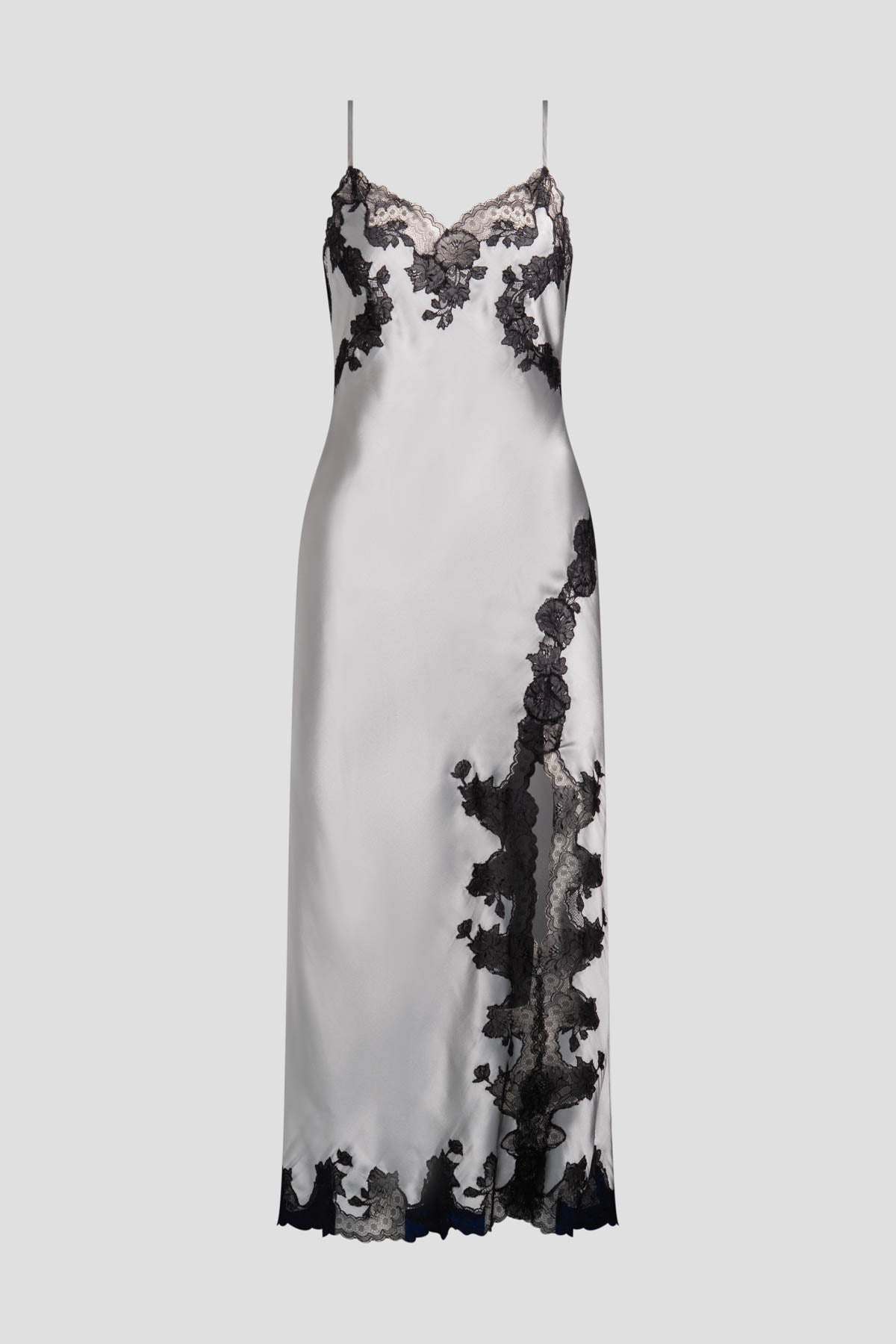 Natori Lolita Lace Slit Silk Slip Dress