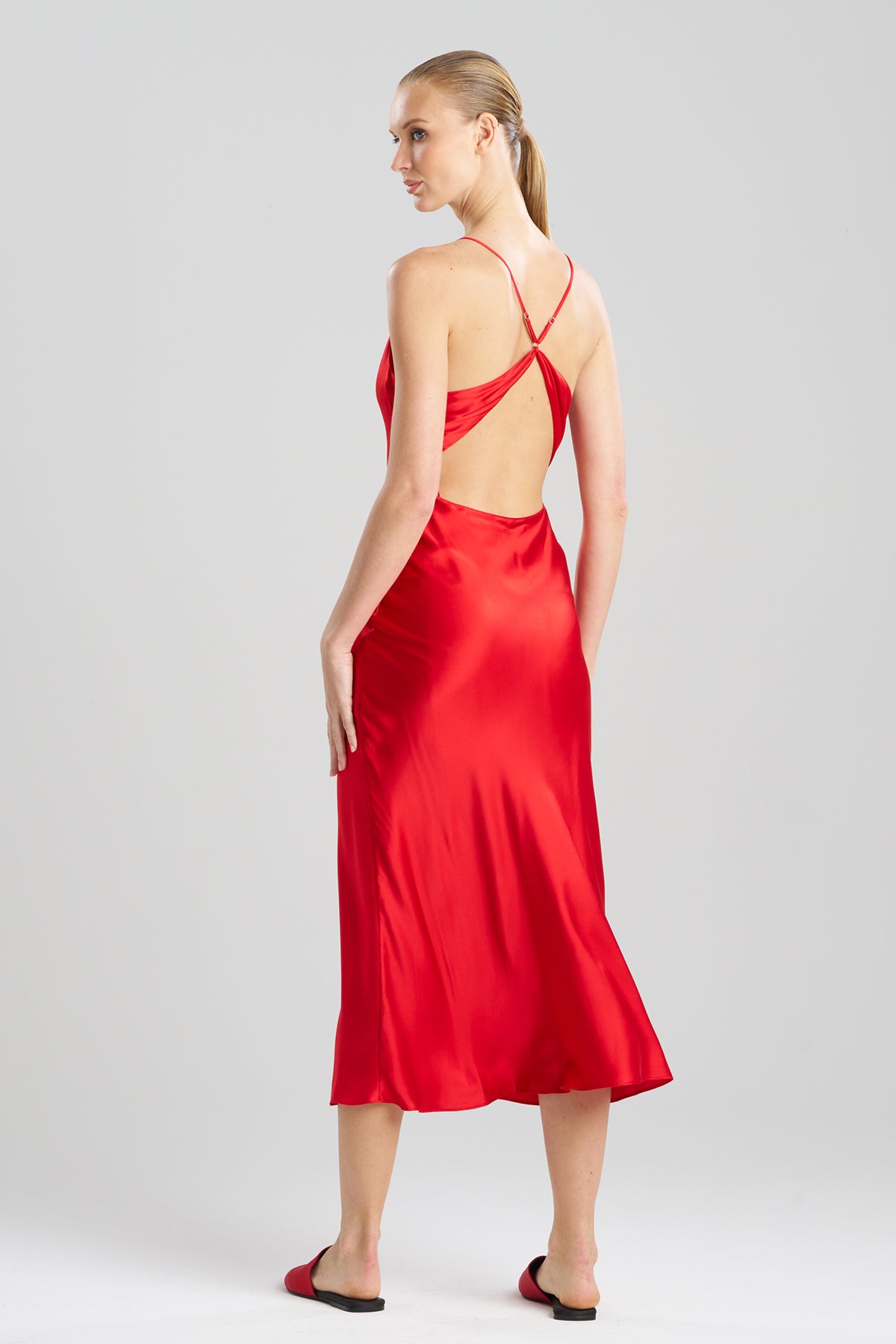 Natori Buy Key Essentials V-neck Silk Gown in Scarlet Online
