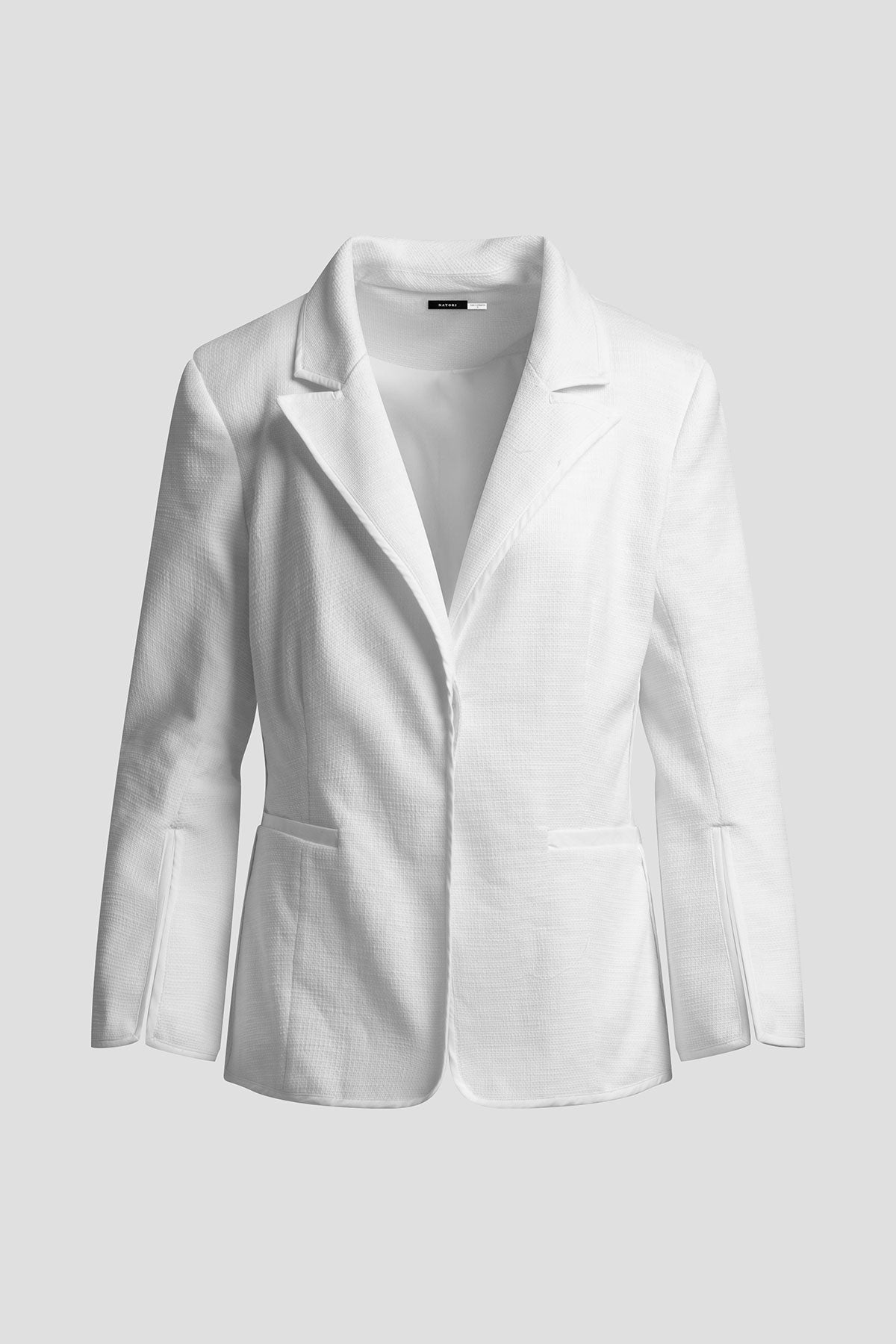 Natori Stretch Basketweave Cotton Slit Cuffed Jacket