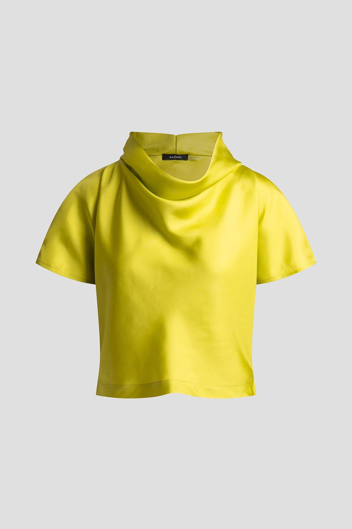 Natori Solid Silk Twill Cowl Neck Top