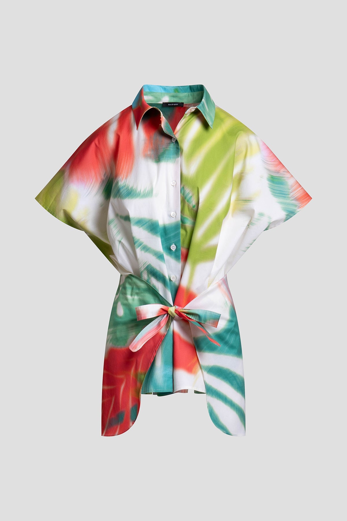 Natori Usami Cotton Kimono Wrap Shirt