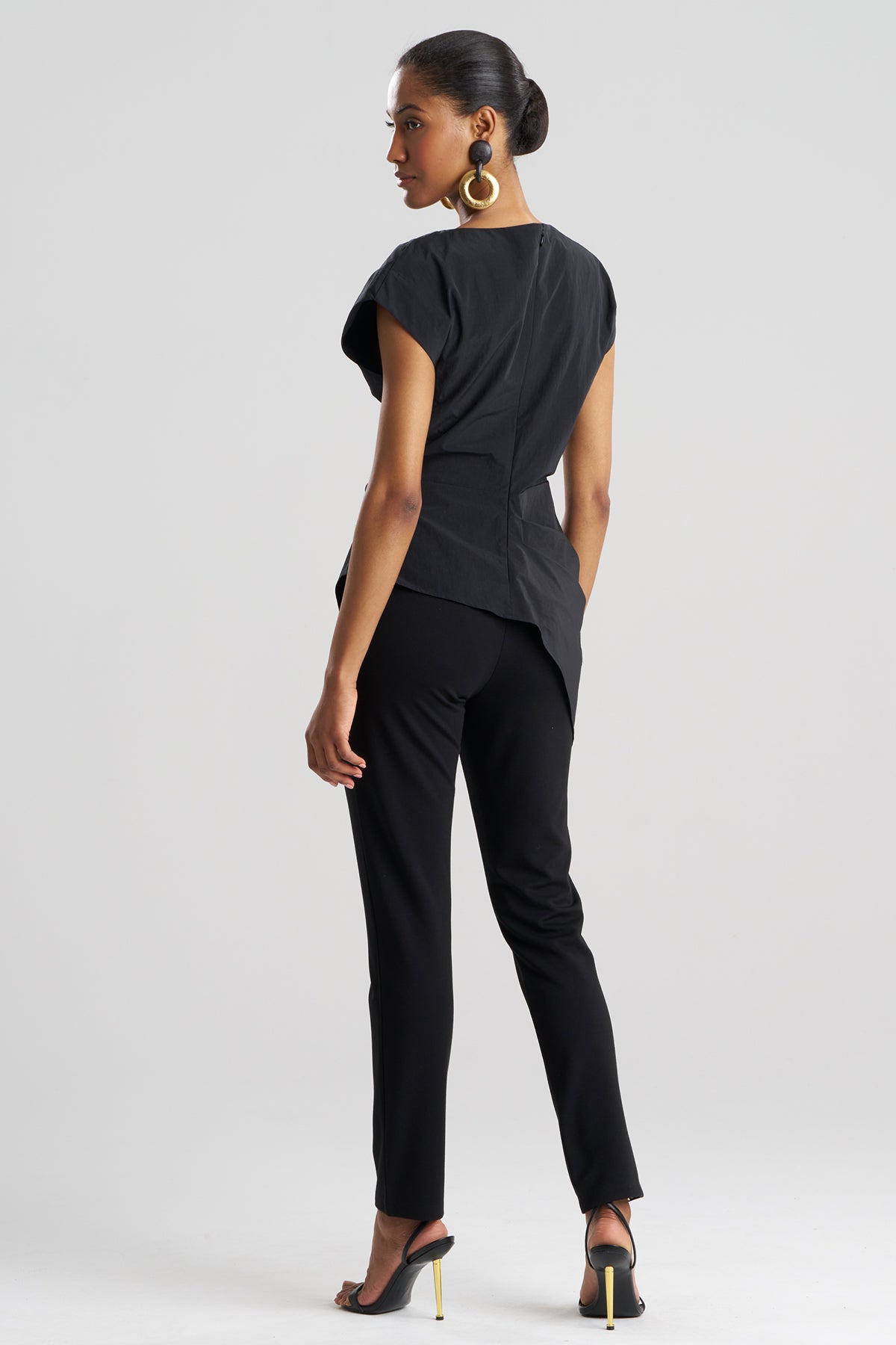 Natori Taffeta Asymmetric Drape Top