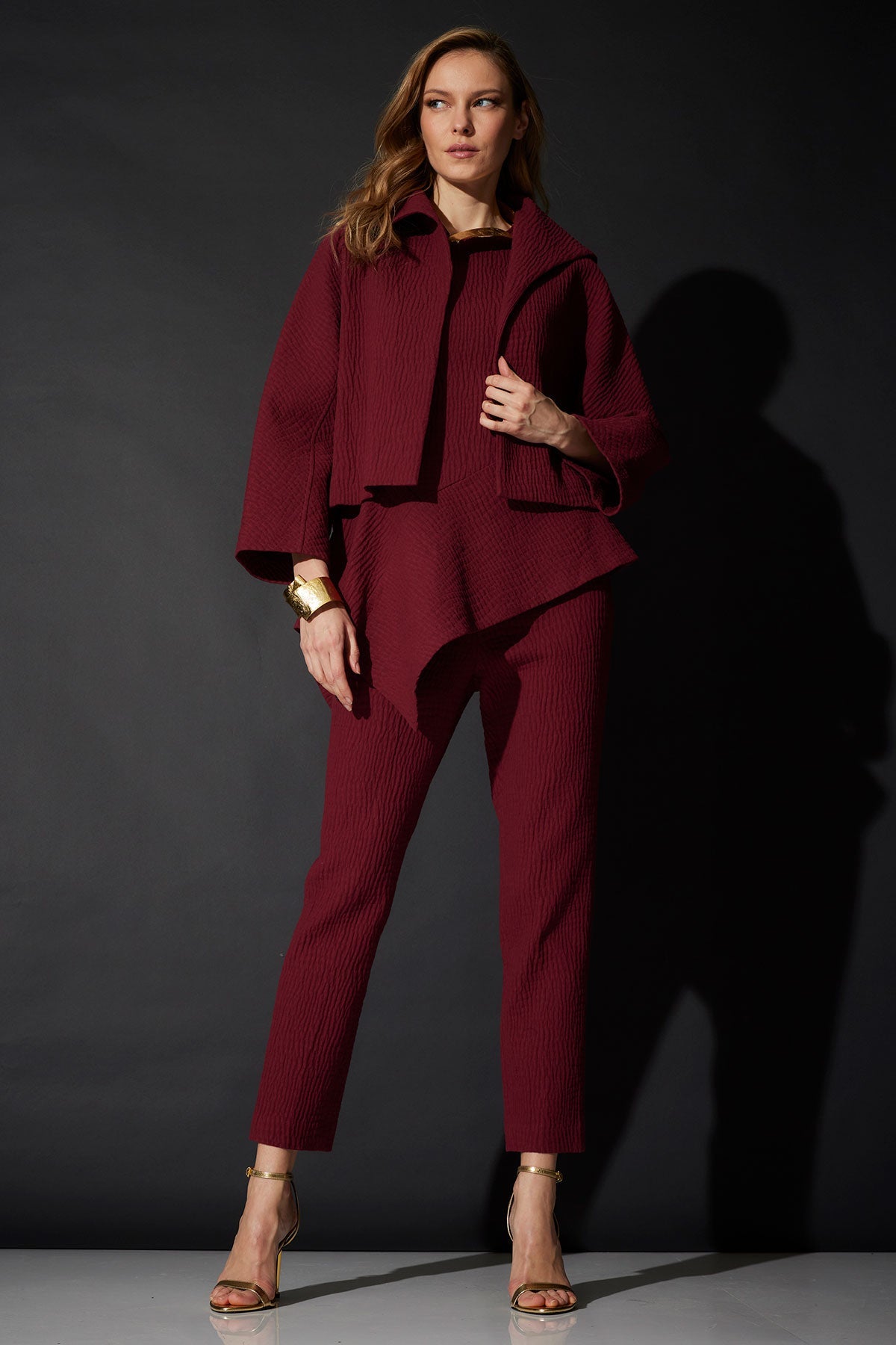 Natori Textured Cotton Jacquard Ankle Pants