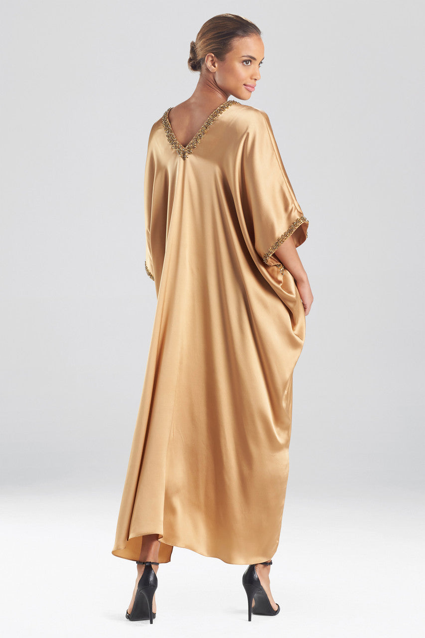 Natori Buy Key Essentials Embellished Cocoon Silk Caftan in Brass Online