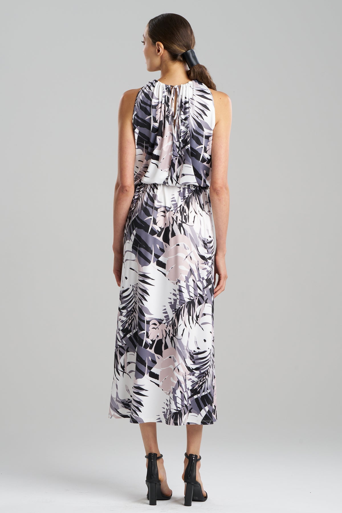 Natori Palms Slinky Knit Halter Maxi Dress