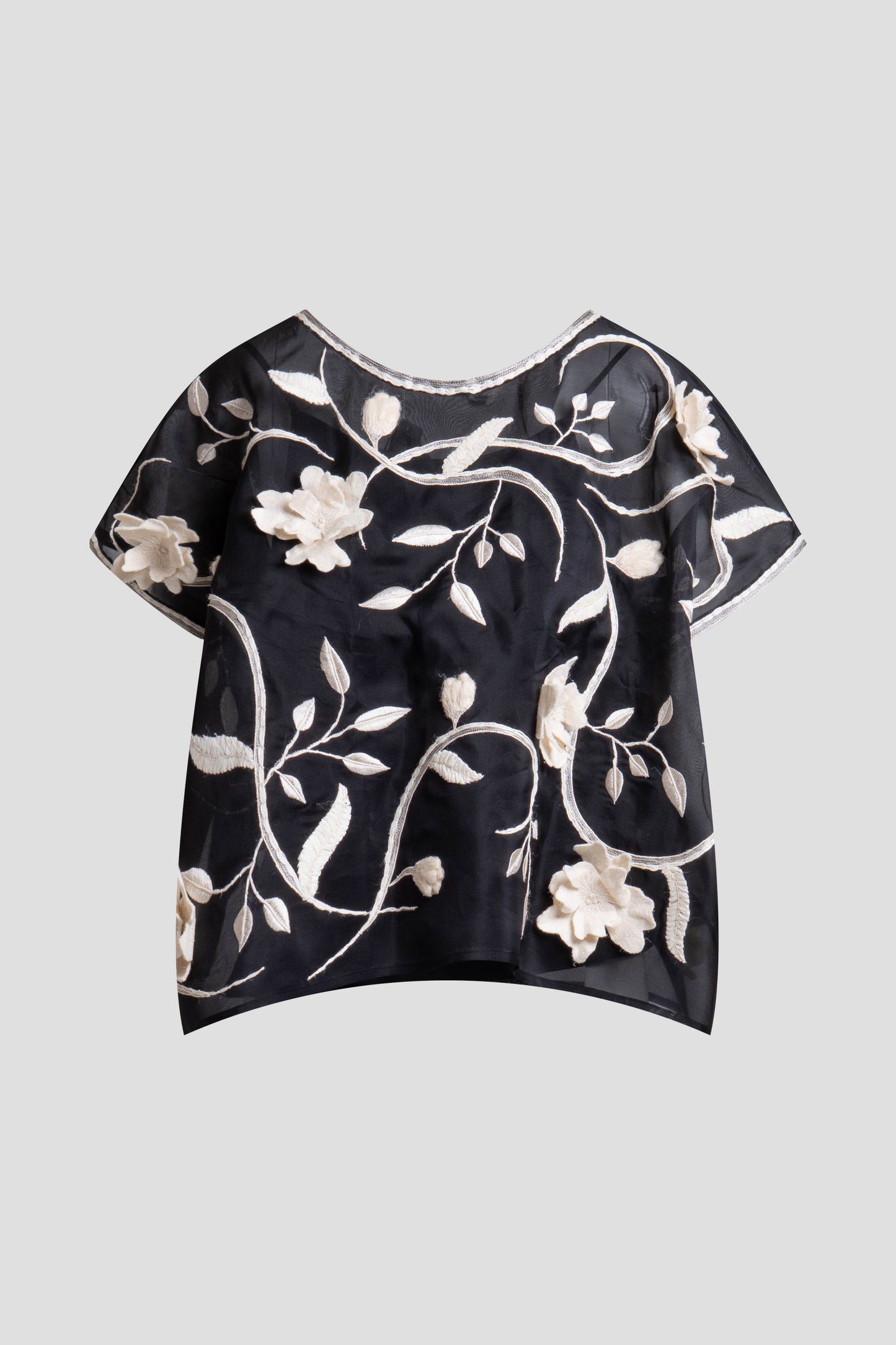 Natori Couture Silk Organza Embellished Top