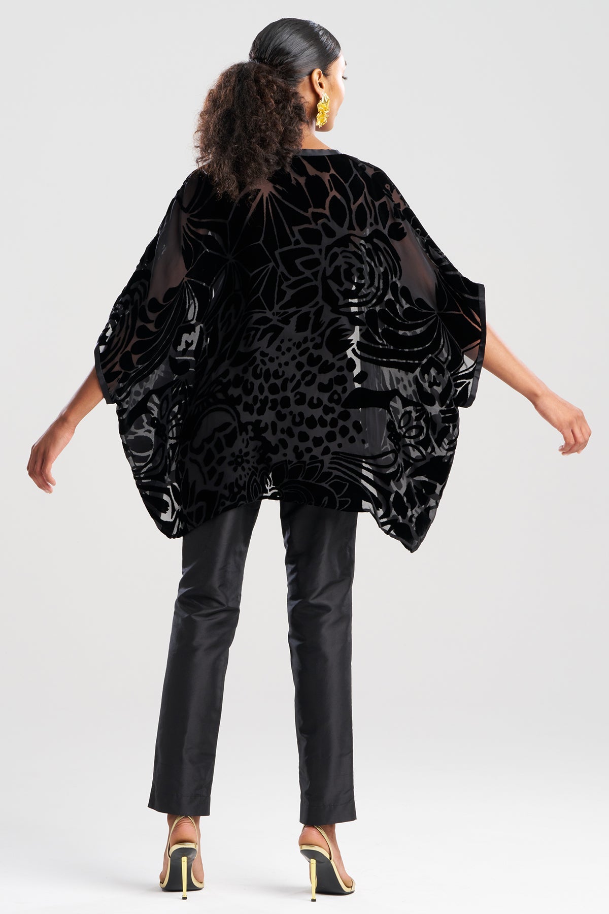 Natori Couture Burnout Velvet Cocoon Cardigan