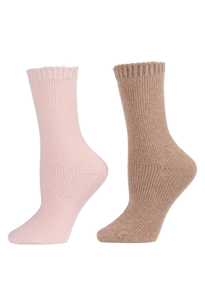 Natori Buy Chenille Solid Crew Socks - 2 Pair Pack in Blush/Taupe Online