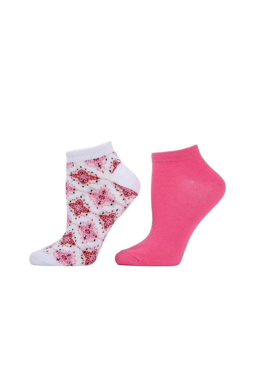 Natori Buy Diamond Socks - 2 Pair Pack in White/Pink Online