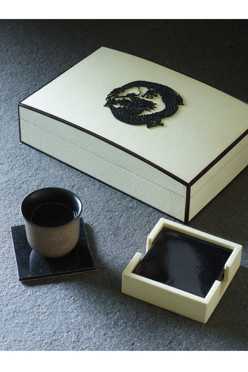 Natori Buy Shagreen Coaster Set in White W/ Black Online