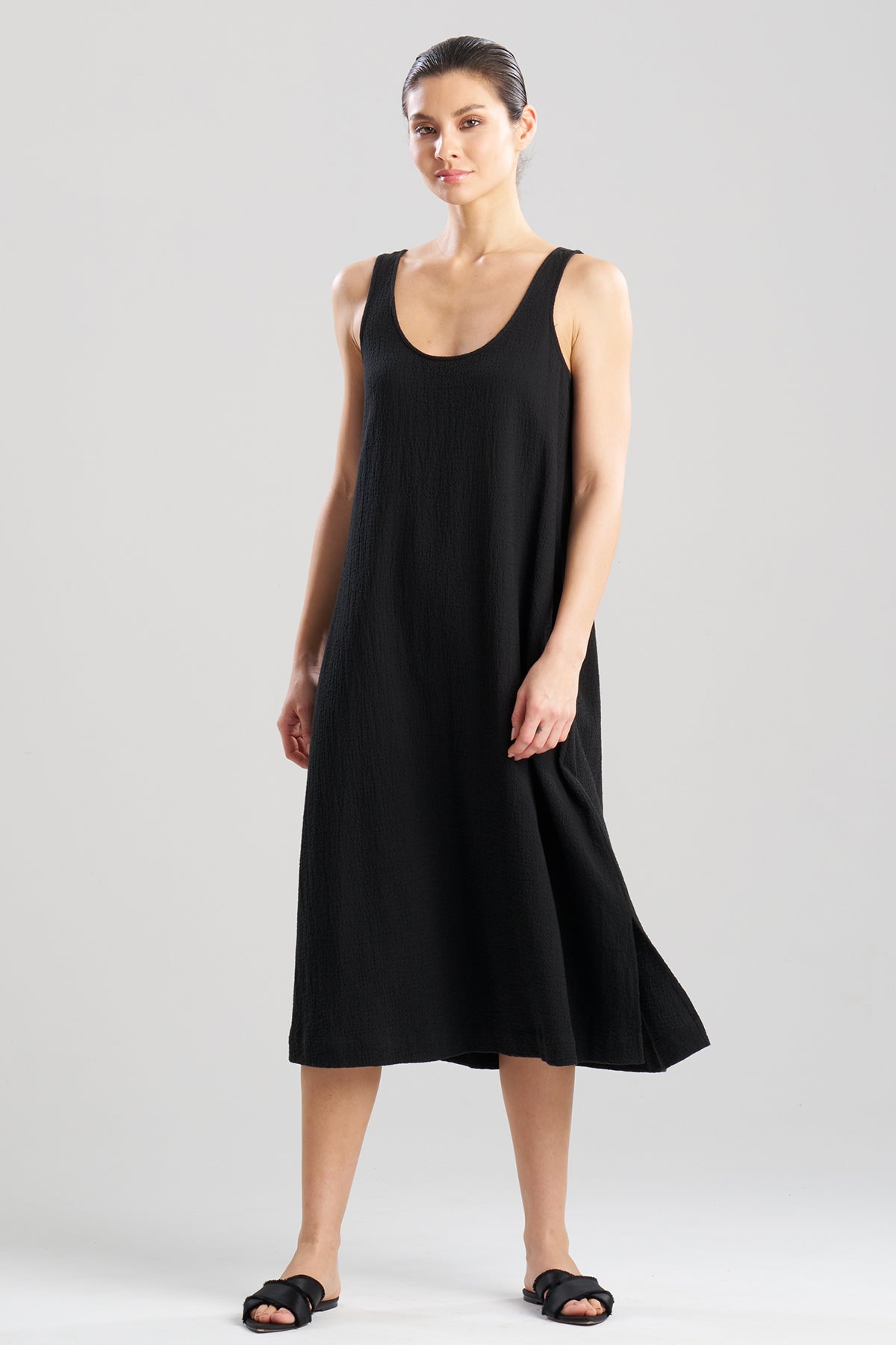 Natori Buy Onsen Cotton Tank Slip Dress in Black Online