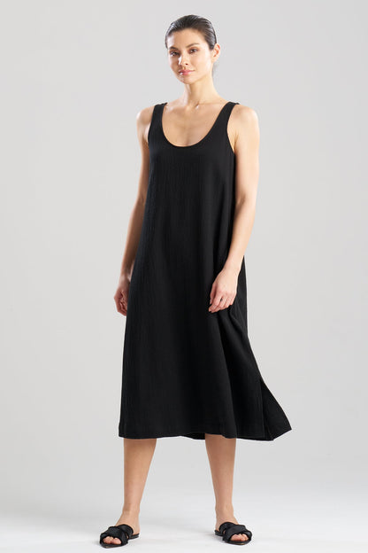 Natori Buy Onsen Cotton Tank Slip Dress in Black Online