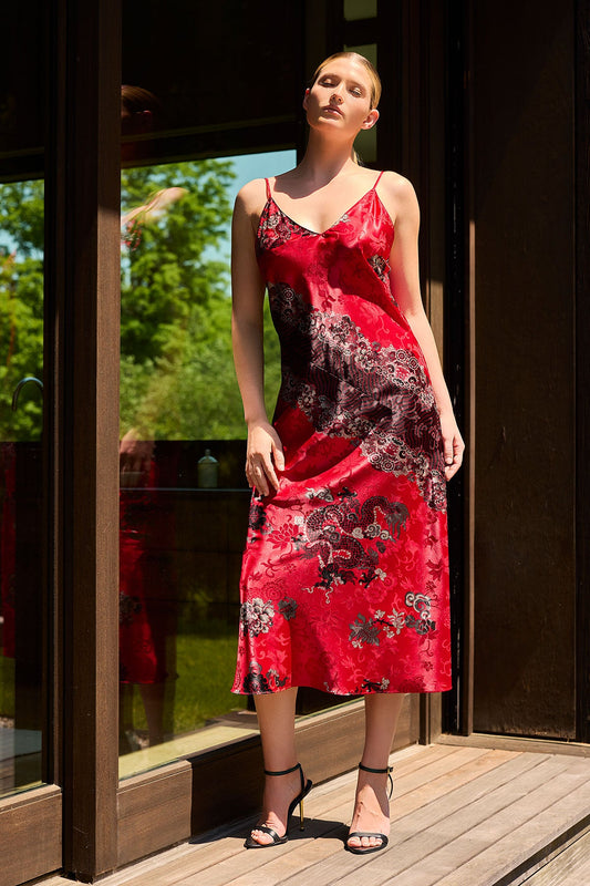 Natori Buy Imperial Dragon Jacquard Gown in Red Online