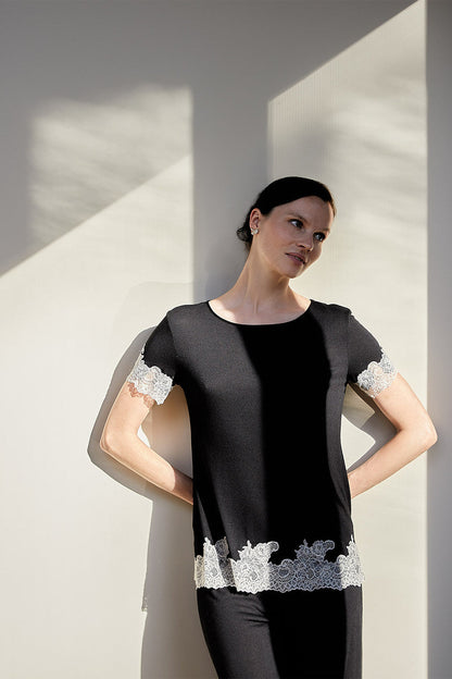 Natori Buy Luxe Shangri-La TENCEL™ Short Sleeve PJ Basics in Black/Cocoon Online