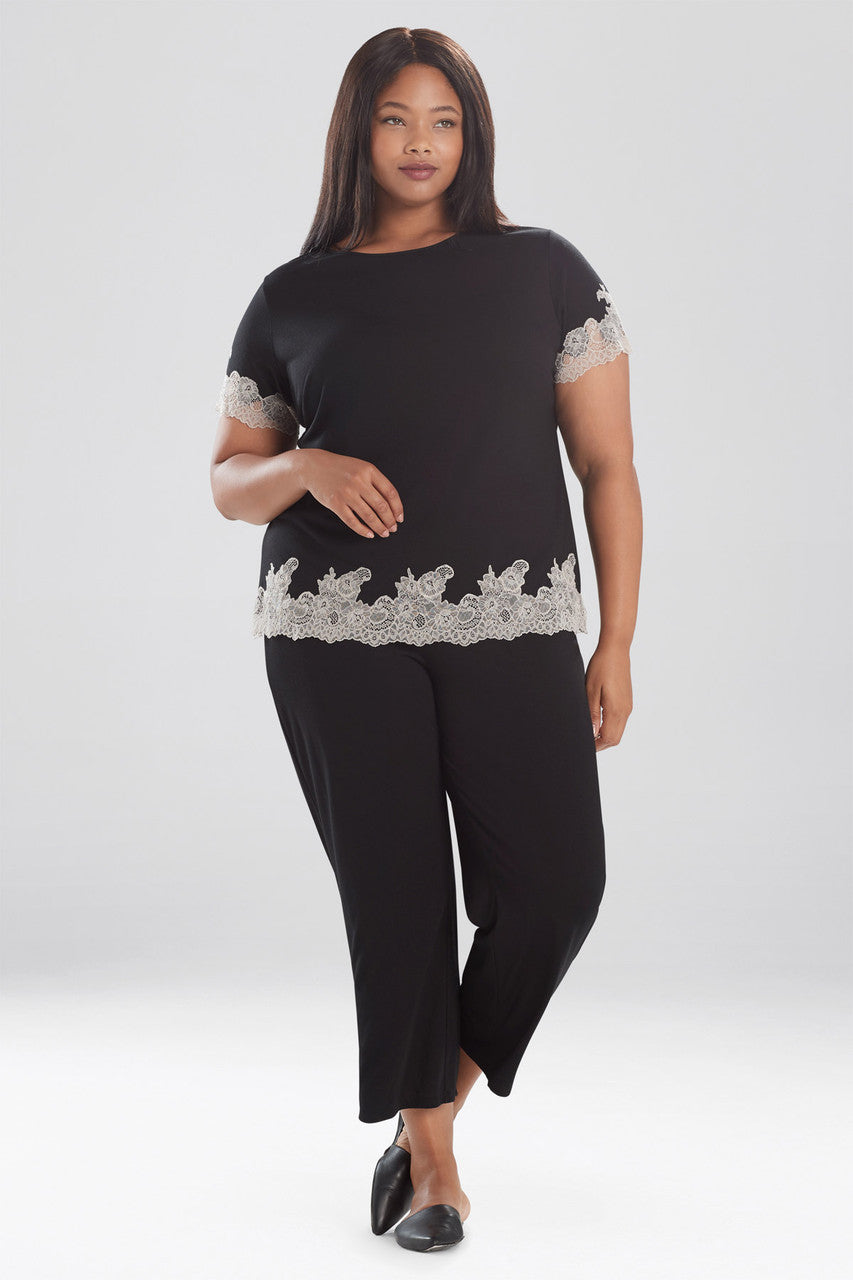 Natori Buy Luxe Shangri-La TENCEL™ Short Sleeve PJ Basics in Black/Cocoon Online