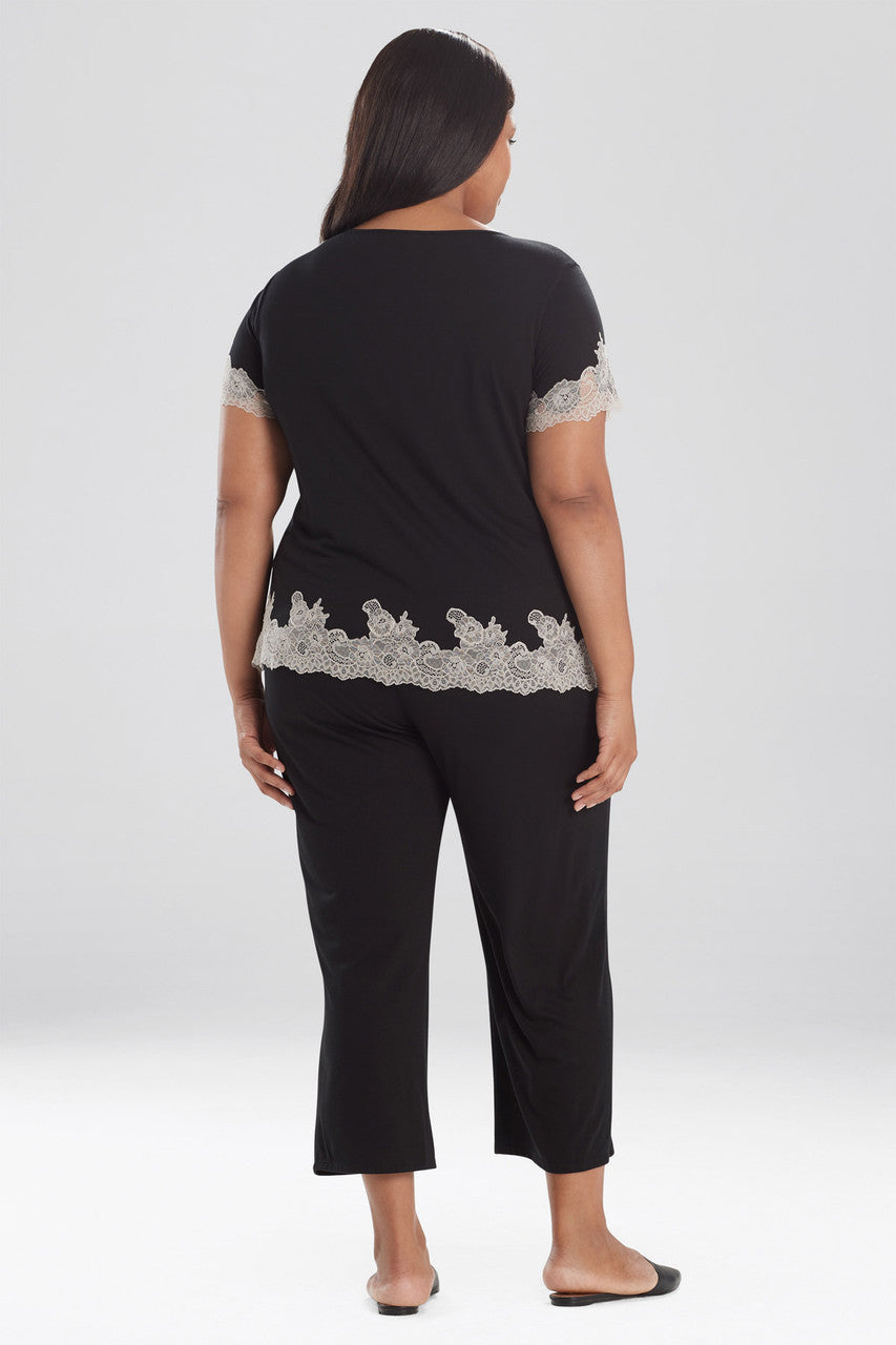 Natori Buy Luxe Shangri-La TENCEL™ Short Sleeve PJ Basics in Black/Cocoon Online