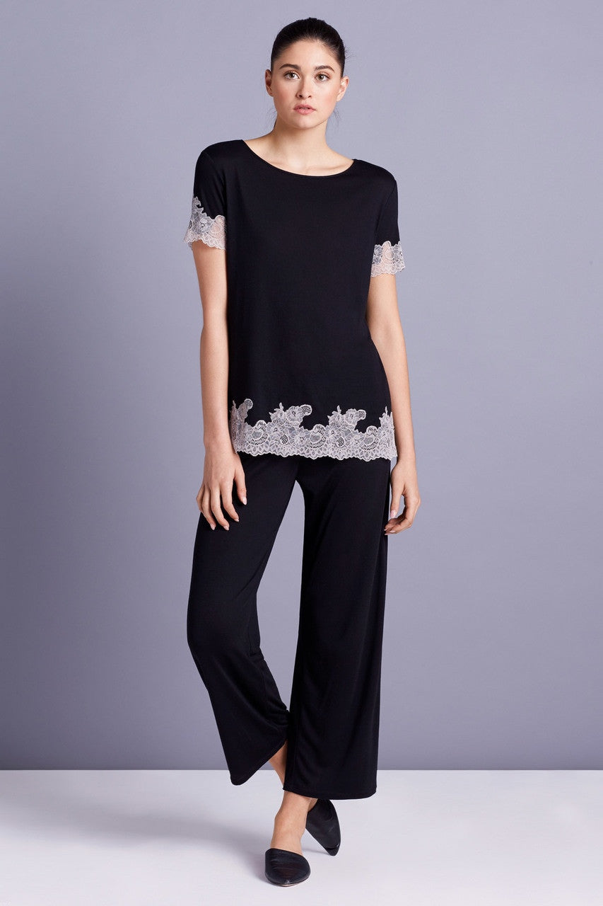 Natori Buy Luxe Shangri-La TENCEL™ Short Sleeve PJ Basics in Black/Cocoon Online