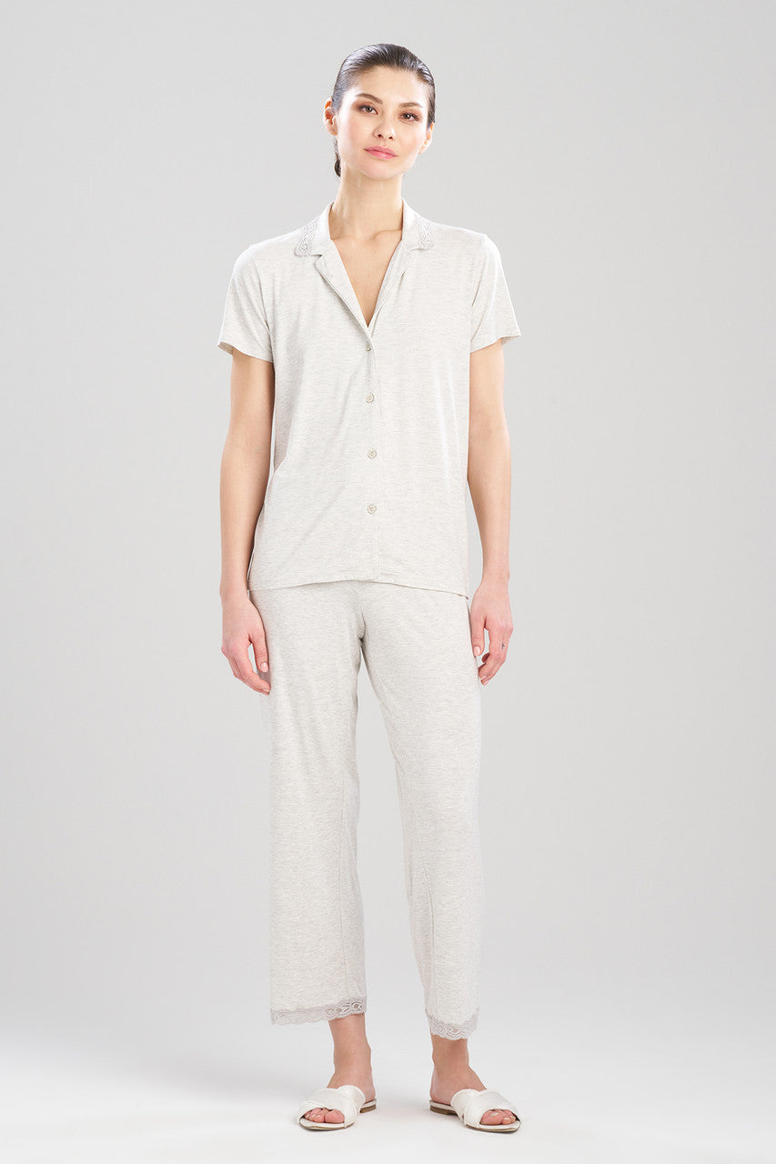 Natori Buy Feathers Essentials Lenzing™ Ecovero™ Viscose Lace Applique Trim PJ in Light Heather Grey Online