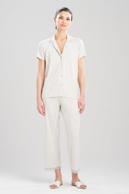 Natori Buy Feathers Essentials Lenzing™ Ecovero™ Viscose Lace Applique Trim PJ in Light Heather Grey Online
