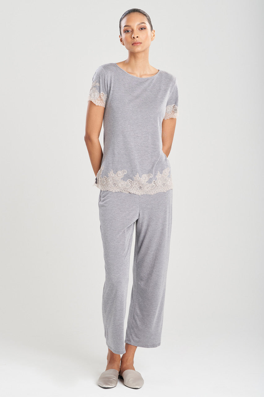 Natori Buy Luxe Shangri-La TENCEL™ Short Sleeve PJ Basics in Grey/Cocoon Online