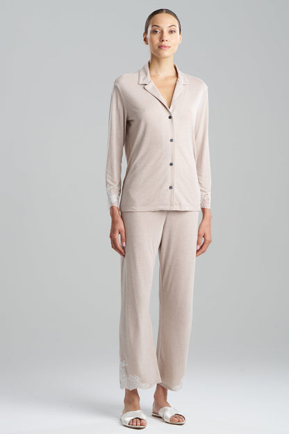 Natori Buy Luxe Shangri-La TENCEL™ Long Sleeve Notch PJ in Heather Cashmere Online