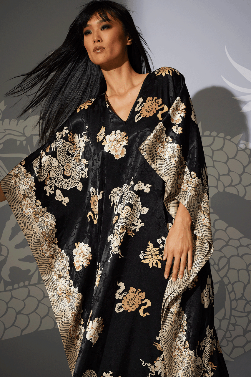 Natori Buy Imperial Dragon Jacquard Caftan in Black Online