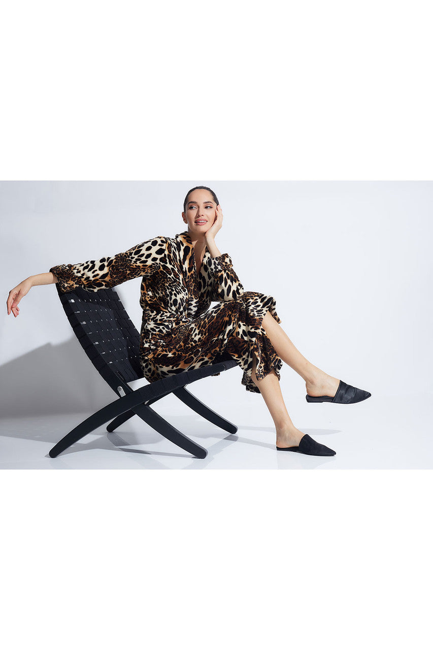 Natori Buy Plush Leopard Robe in Chestnut Online