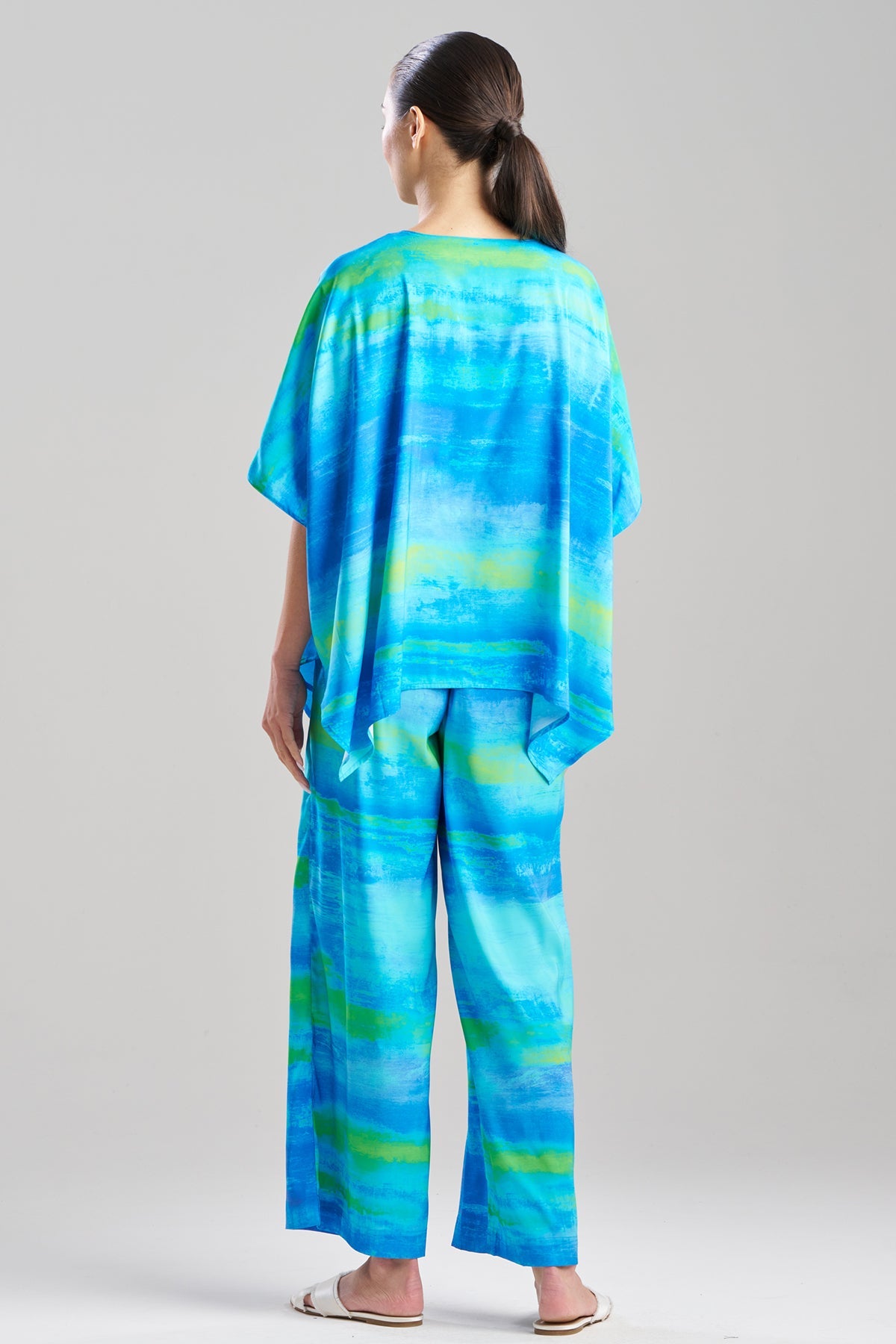 Natori Aurora Printed Satin Caftan Top