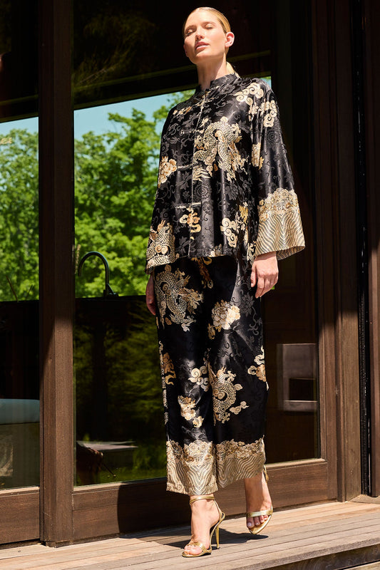 Natori Buy Imperial Dragon Jacquard Mandarin PJ in Black Online