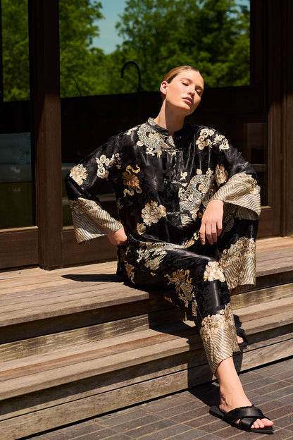 Natori Buy Imperial Dragon Jacquard Mandarin PJ in Black Online