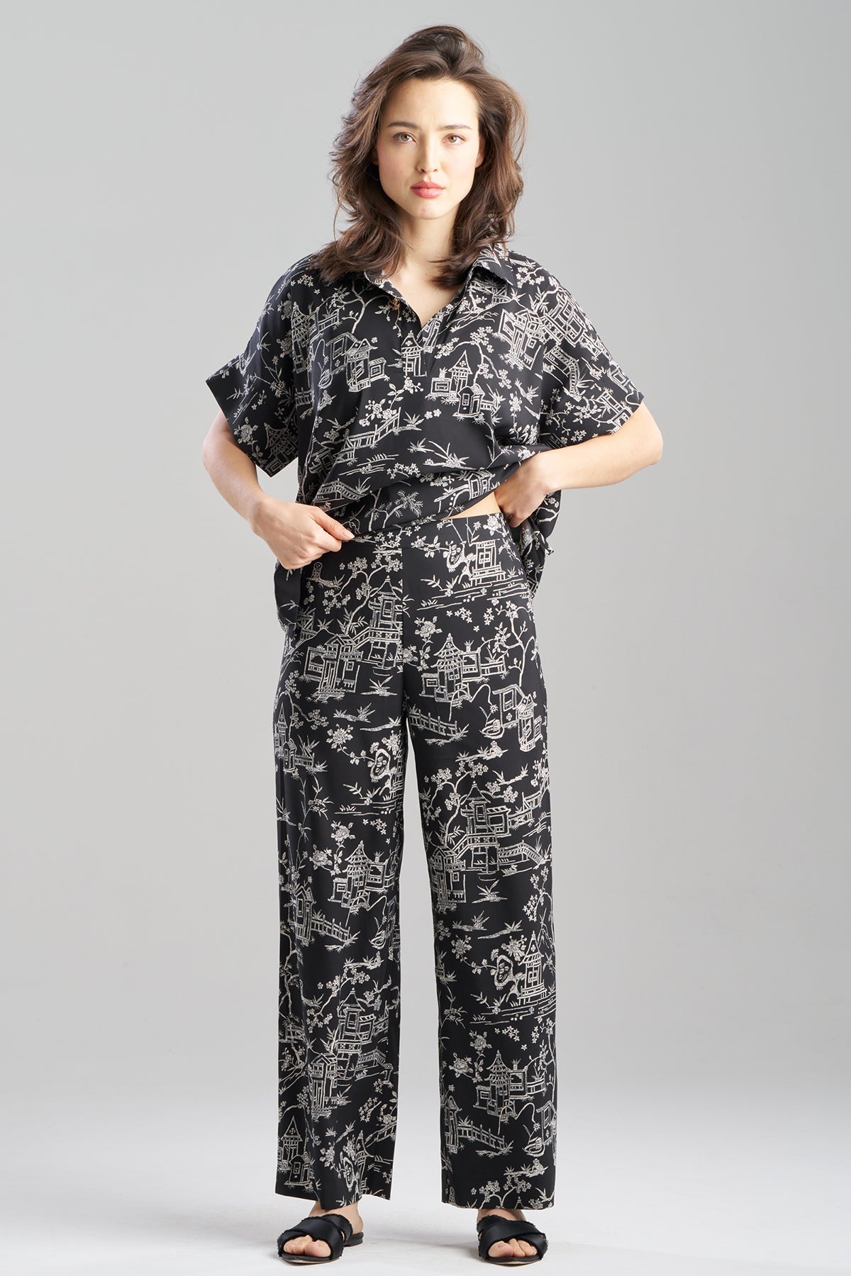 Natori Toile Printed Satin Pants