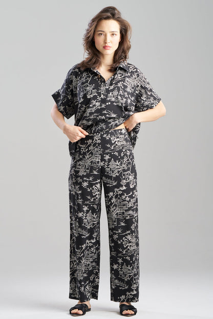 Natori Toile Printed Satin Pants