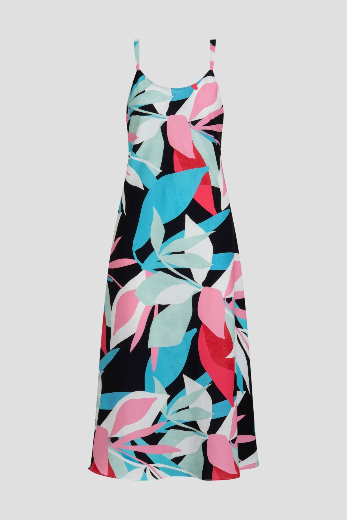 Natori Abstract Palm Printed Satin Slip Dress