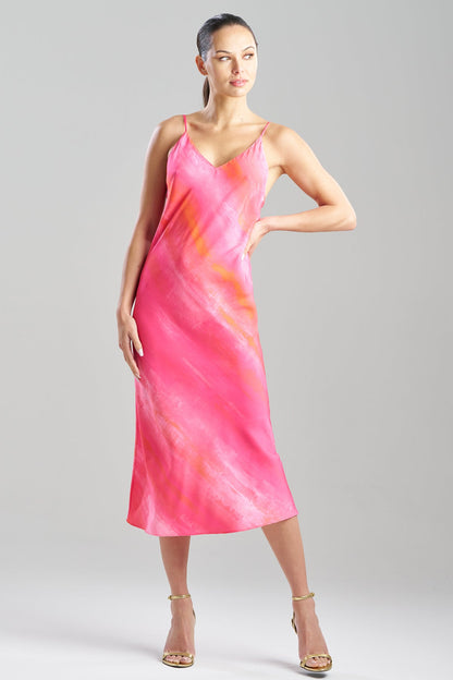 Natori Aurora Printed Satin Slip Dress