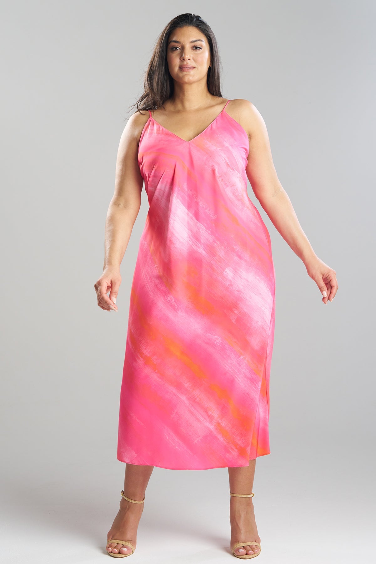 Natori Aurora Printed Satin Slip Dress