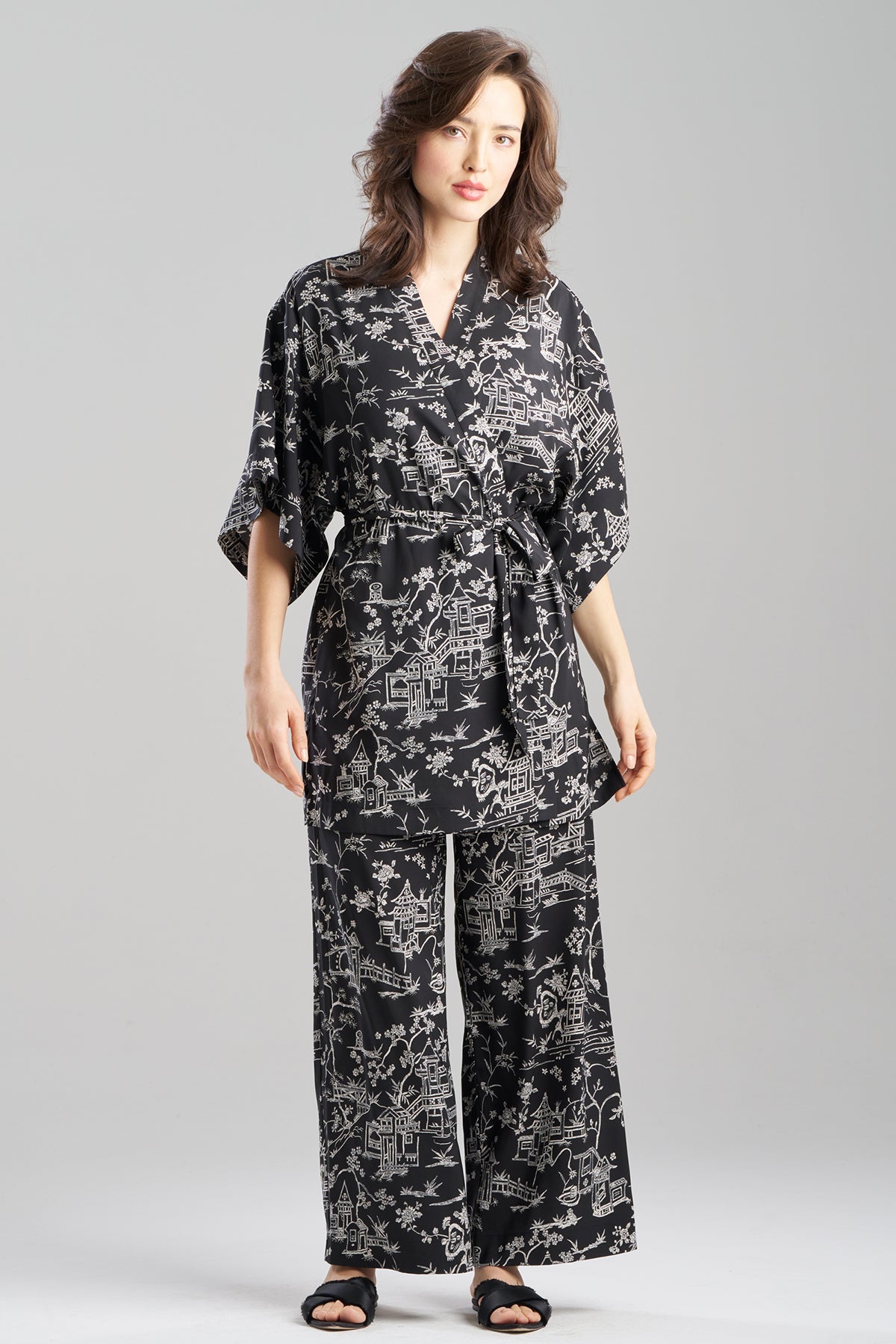 Natori Toile Printed Satin Wrap