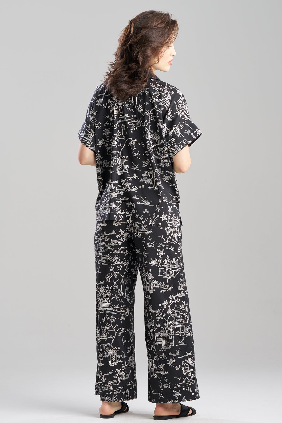 Natori Toile Printed Satin Top