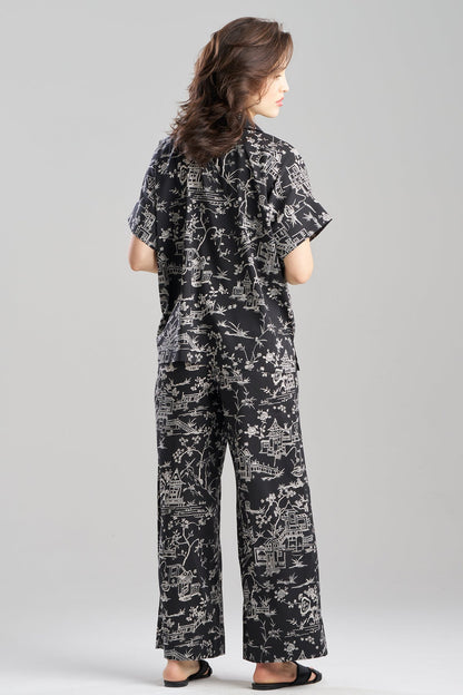 Natori Toile Printed Satin Top