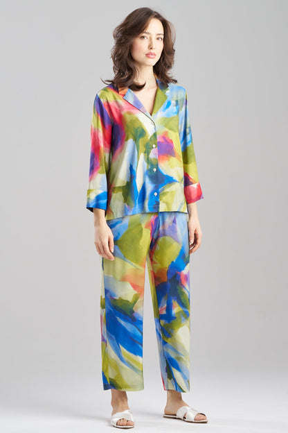 Natori Kumo Printed Stretch Satin Notch PJ Set