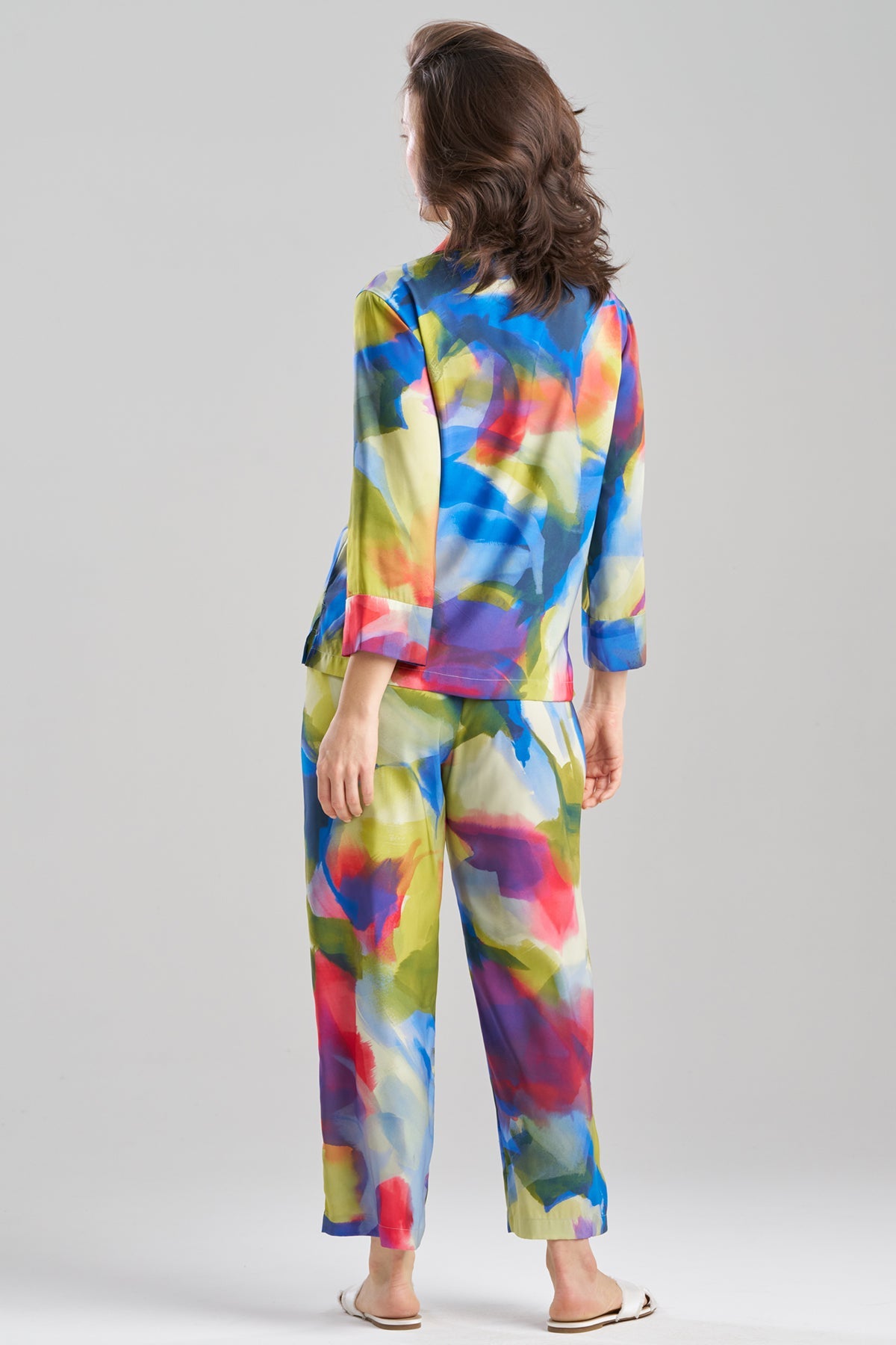 Natori Kumo Printed Stretch Satin Notch PJ Set
