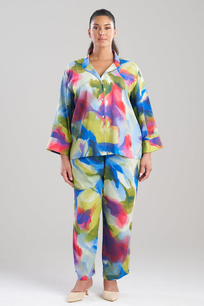 Natori Kumo Printed Stretch Satin Notch PJ Set