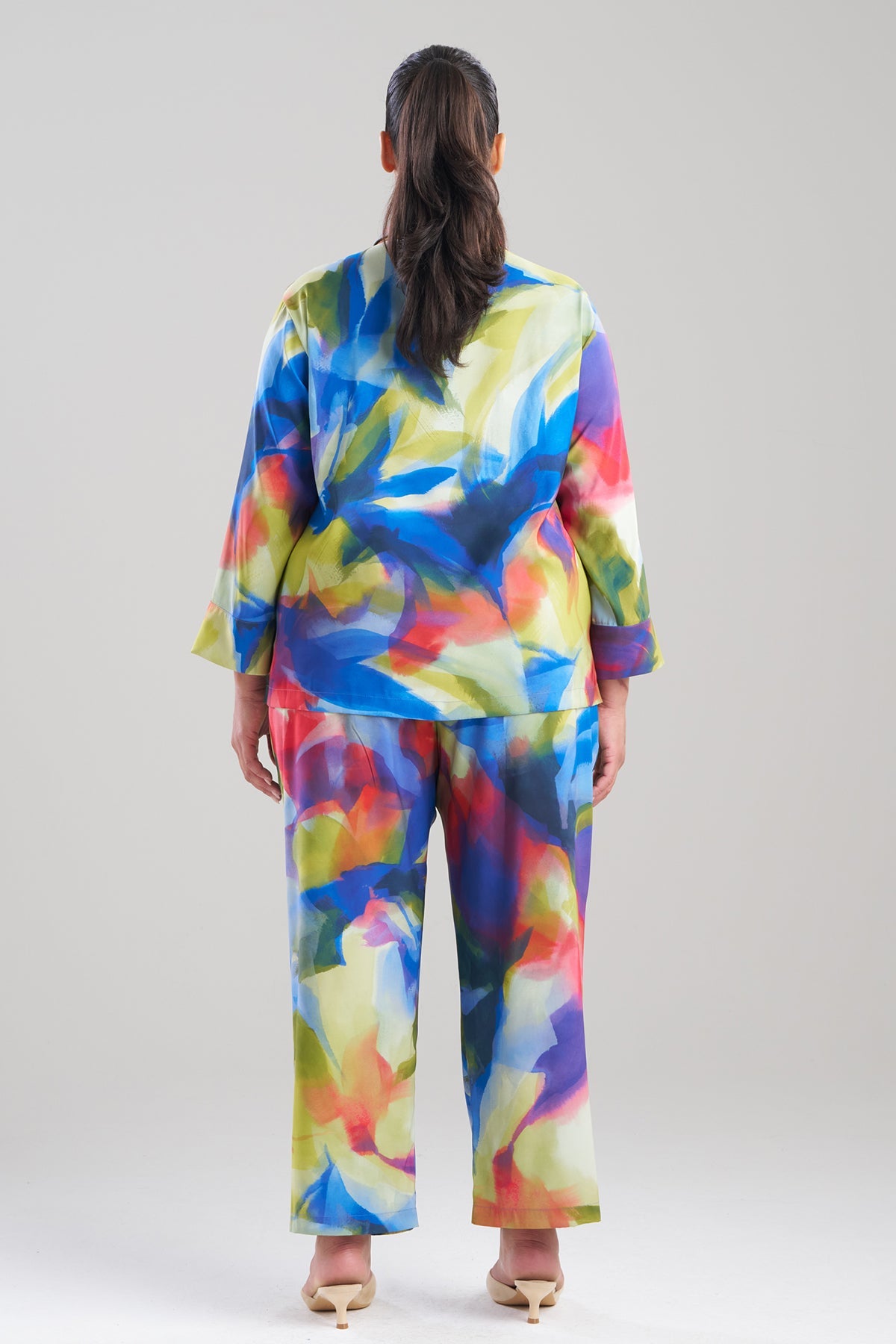 Natori Kumo Printed Stretch Satin Notch PJ Set