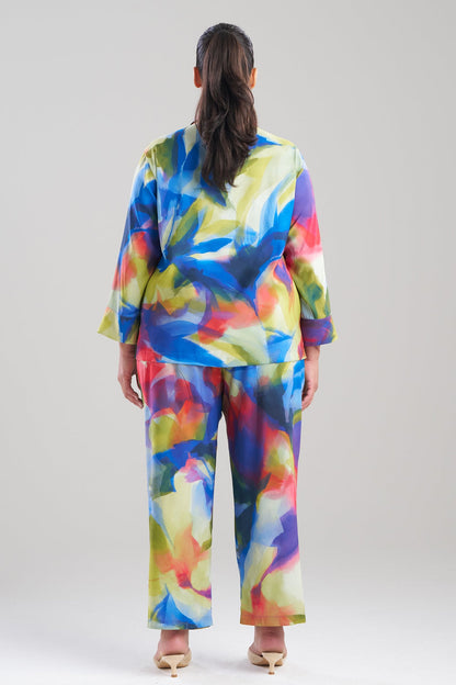 Natori Kumo Printed Stretch Satin Notch PJ Set