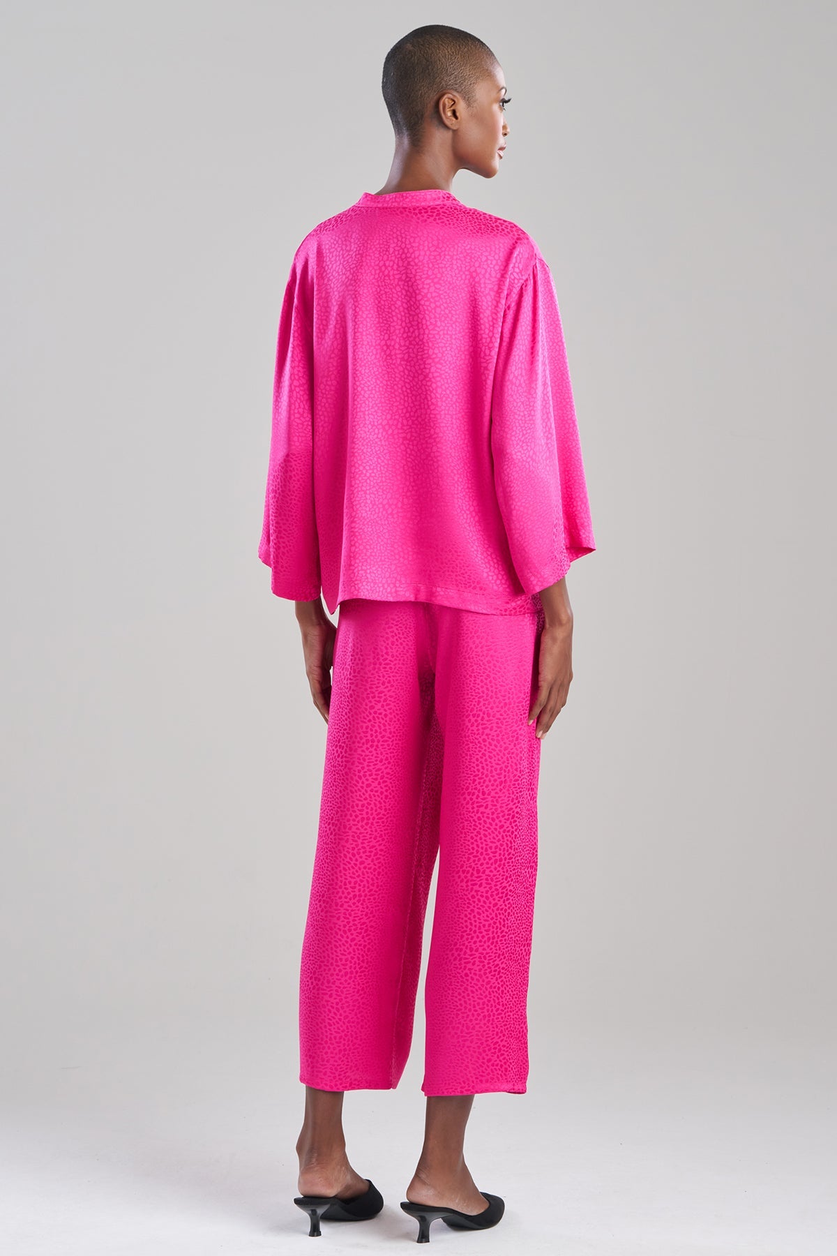 Natori Wilderness Satin Jacquard Button Down PJ Set