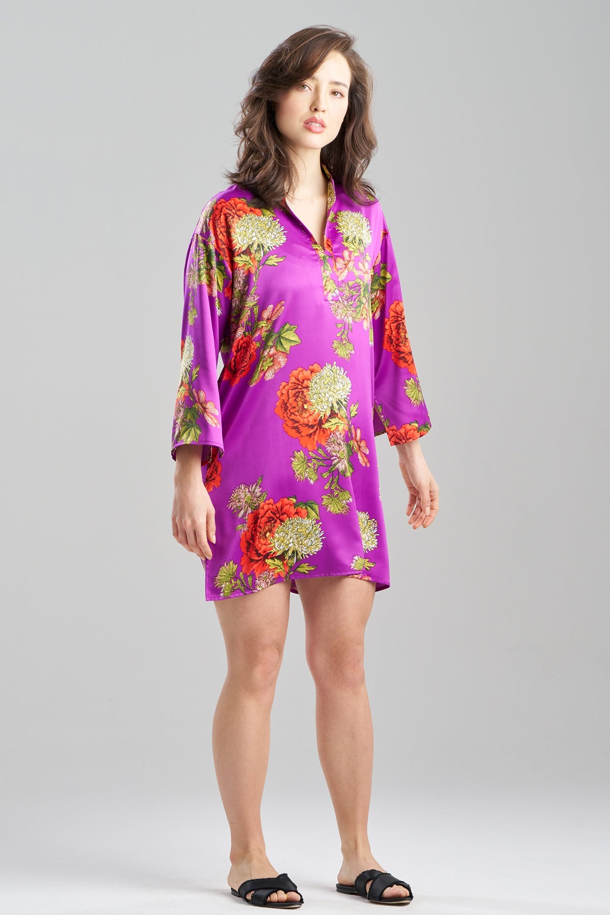 Natori Crysanthe Printed Satin Sleepshirt