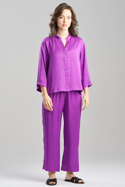 Natori Wilderness Satin Jacquard Button Down PJ Set